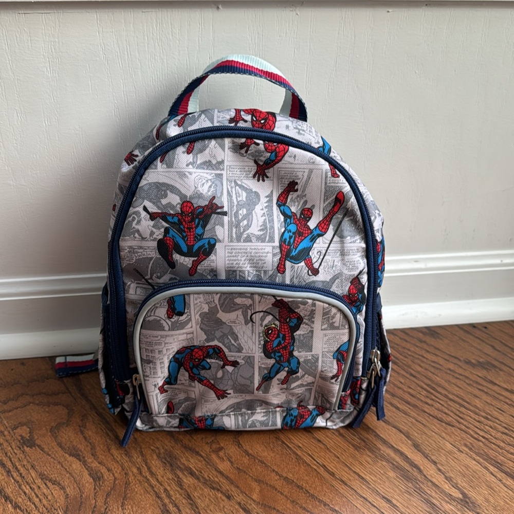 Pottery Barn Kids Spider-Man Backpack - Gray and Blue